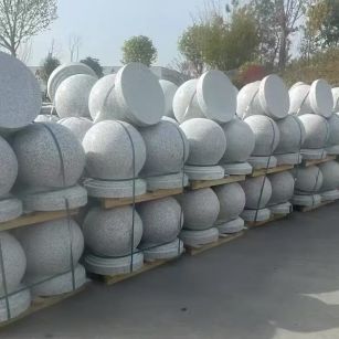 遵义 白麻花岗岩石材圆球，石球，挡车球，隔离球，景观石球，风水球等