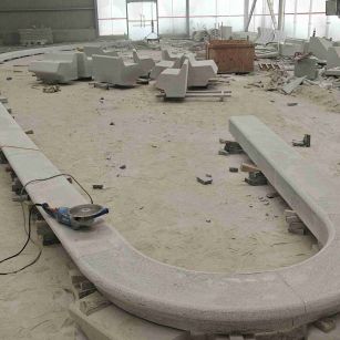 遵义 芝麻白花岗岩弧形花坛石，坐凳石