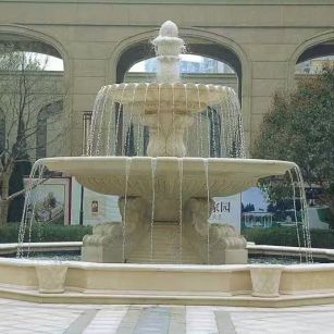 遵义 黄金麻花岗岩异型加工——户外庭院石雕流水喷泉