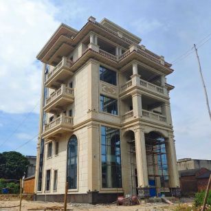 遵义 黄金麻花岗岩石材别墅外墙干挂搭配（雕花栏杆花瓶柱门楼罗马柱）