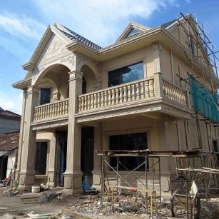 遵义 黄金麻花岗岩石材私人别墅雕花门楼柱阳台栏杆