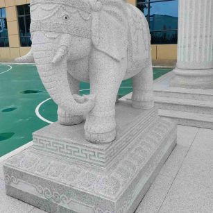 遵义 白麻花岗岩动物异形石雕-大象
