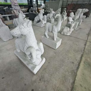 遵义 芝麻白花岗岩造型立体雕刻——十二生肖