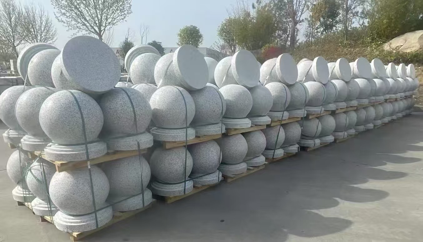 遵义 白麻花岗岩石材圆球，石球，挡车球，隔离球，景观石球，风水球等