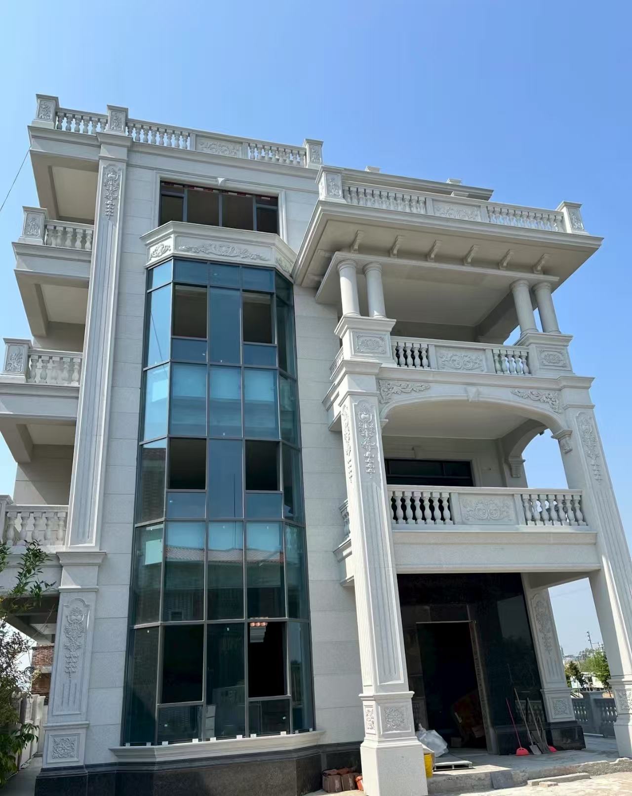 遵义 白麻花岗岩别墅外墙干挂效果展示