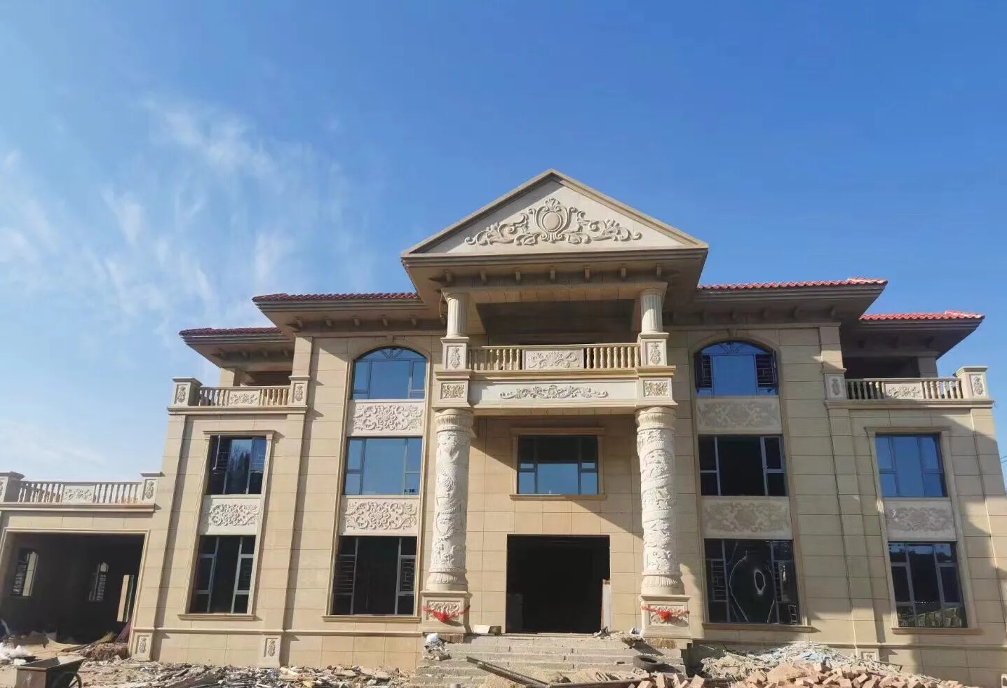 遵义 黄金麻花岗岩别墅外墙干挂